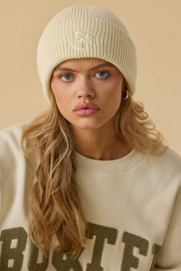 Knit Beanie in Bone