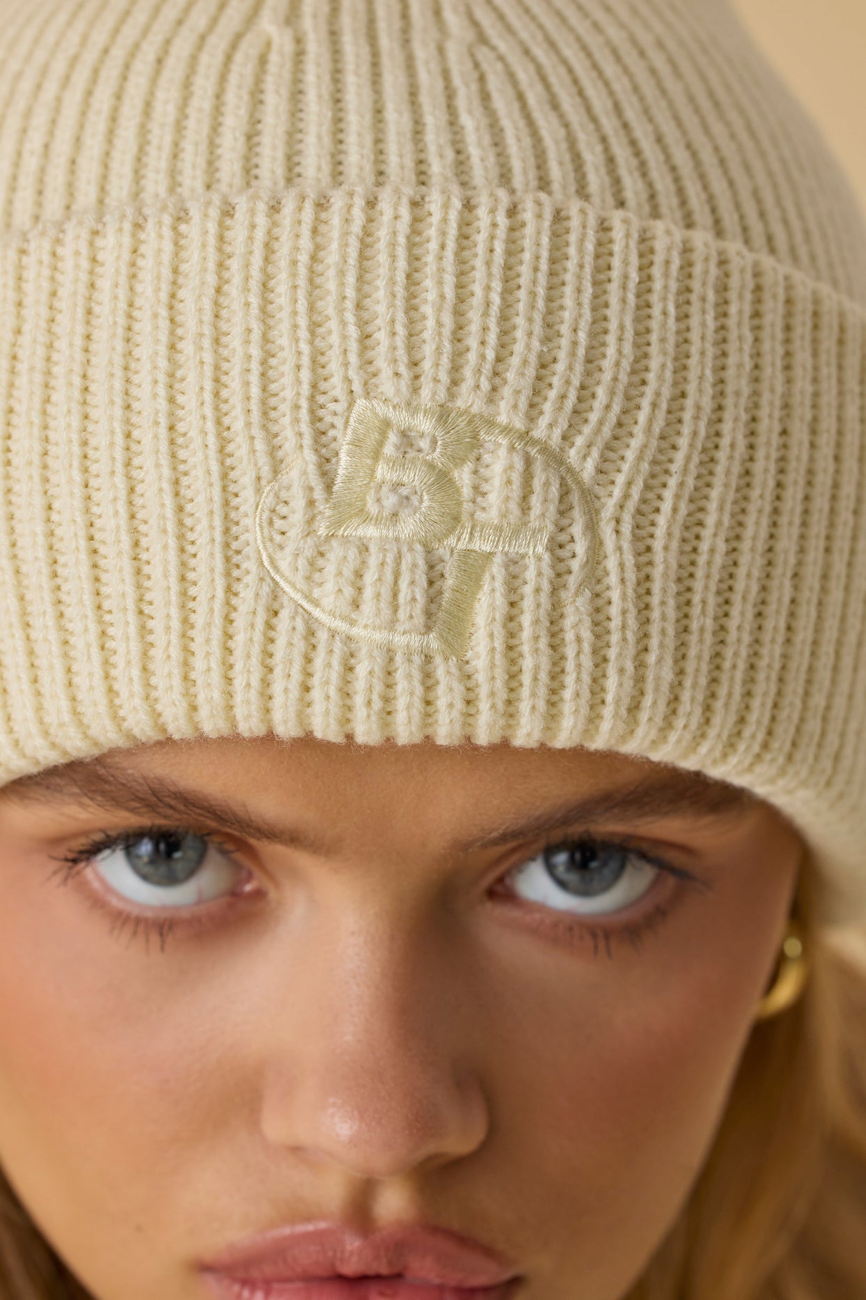 Knit Beanie in Bone