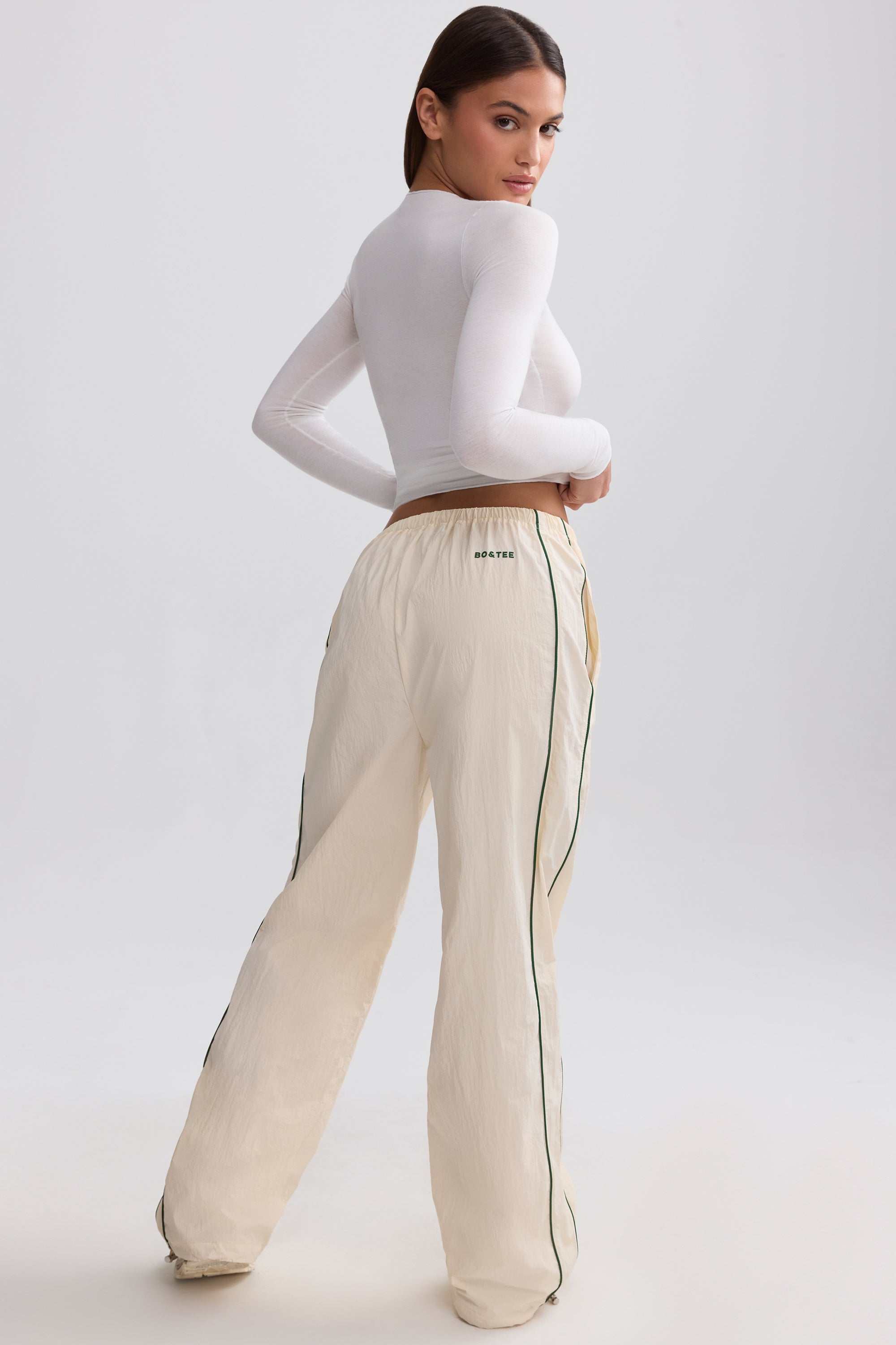 Wide-Leg Track Pants in Marble