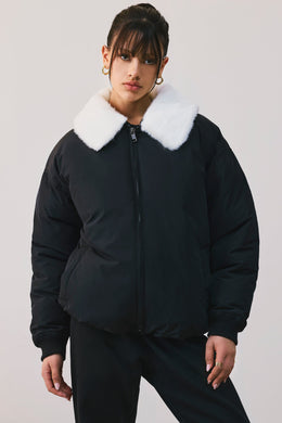 Oversized Bomber Jacket in Black