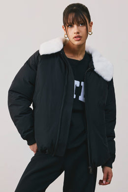 Oversized Bomber Jacket in Black