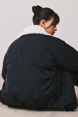 Oversized Bomber Jacket in Black