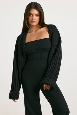 Chunky Knit Shrug in Black