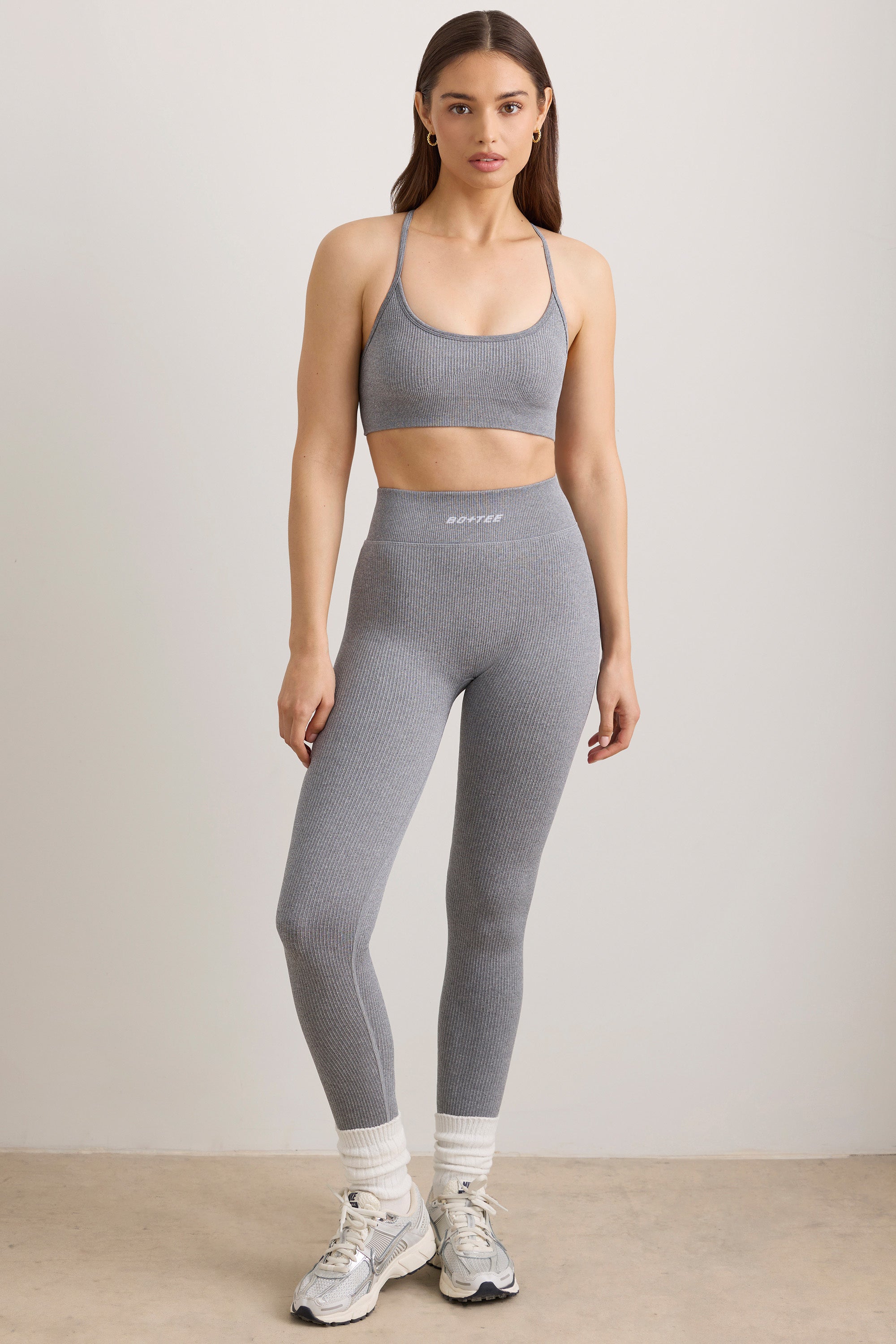 FlexiRib High Waist Leggings in Grey Melange