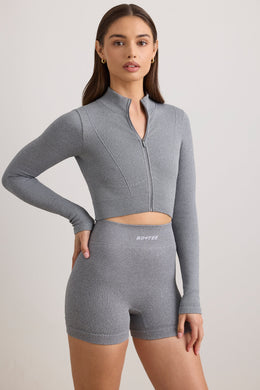 FlexiRib Cropped Jacket in Grey Melange