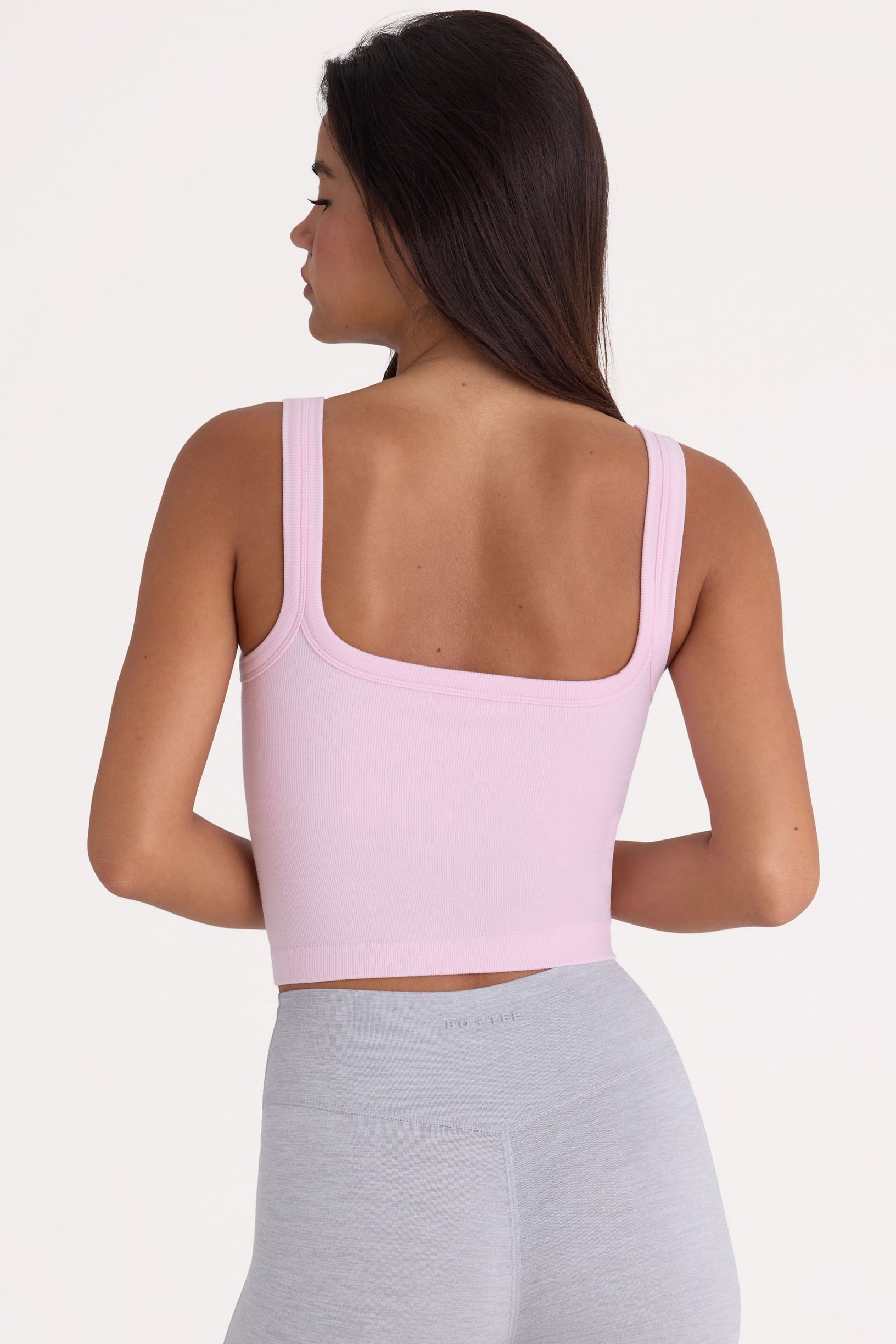 Seamless Soft Rib Square-Neck Tank Top in Powder Pink - 2