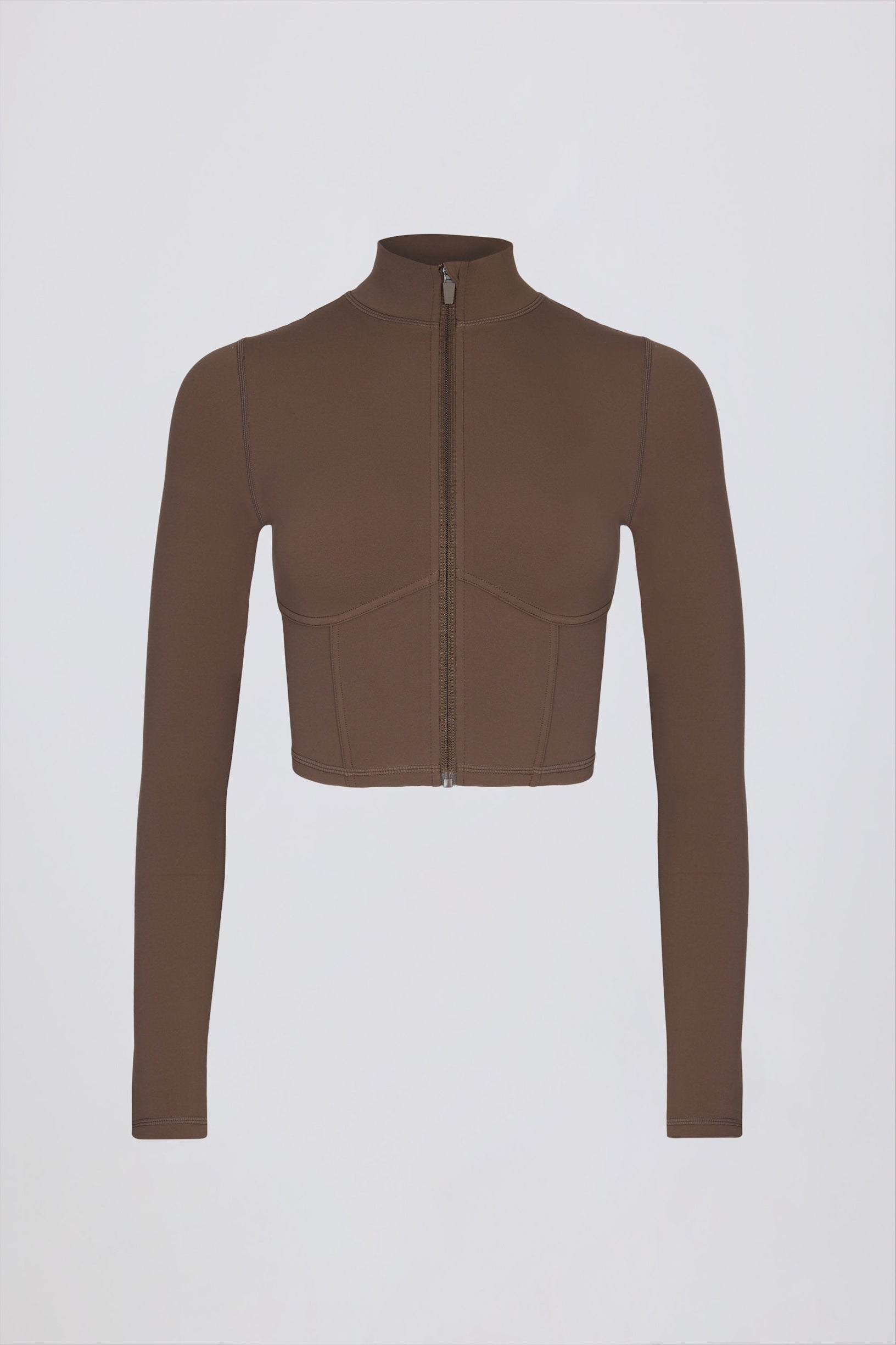 Soft Active Zip-Up Cropped Jacket in Cocoa - 2