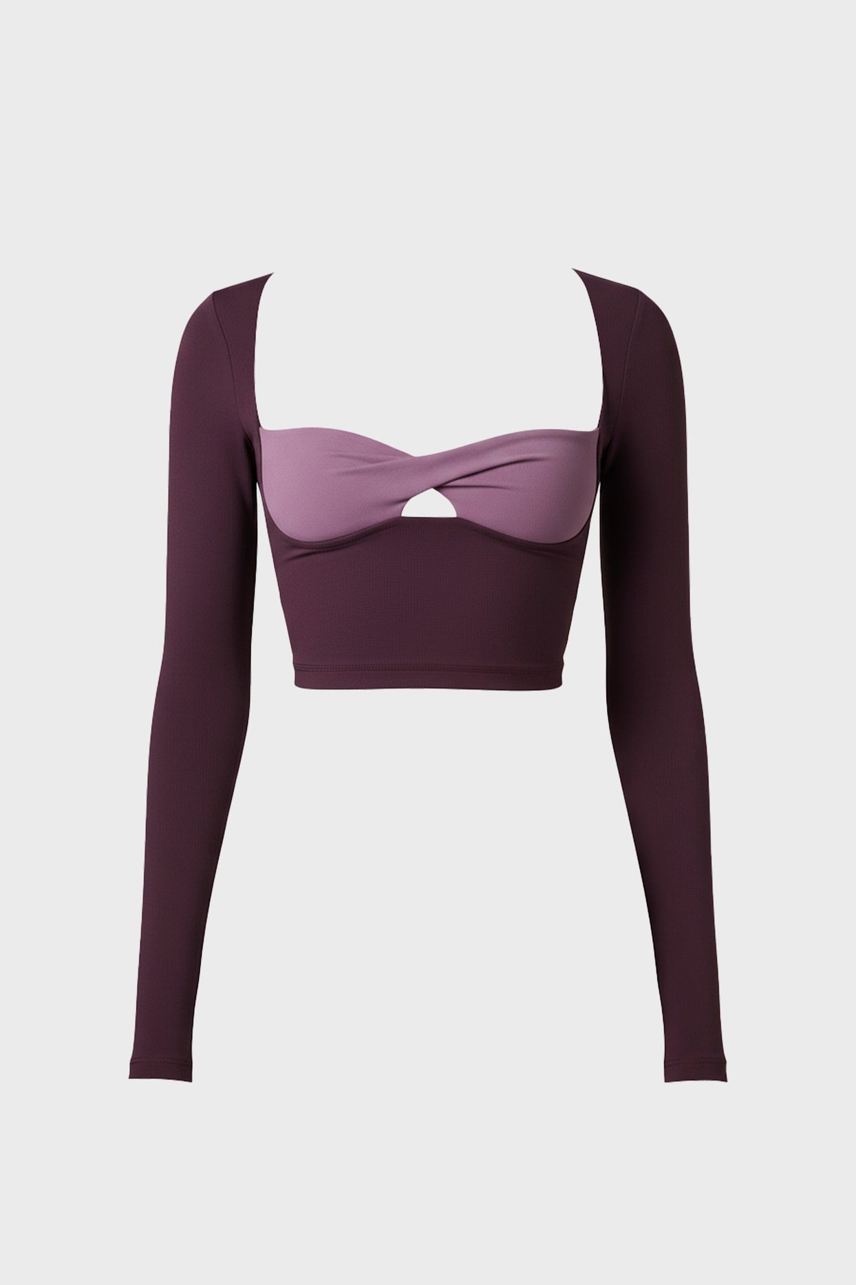Soft Active Twist-Front Crop Top in Plum