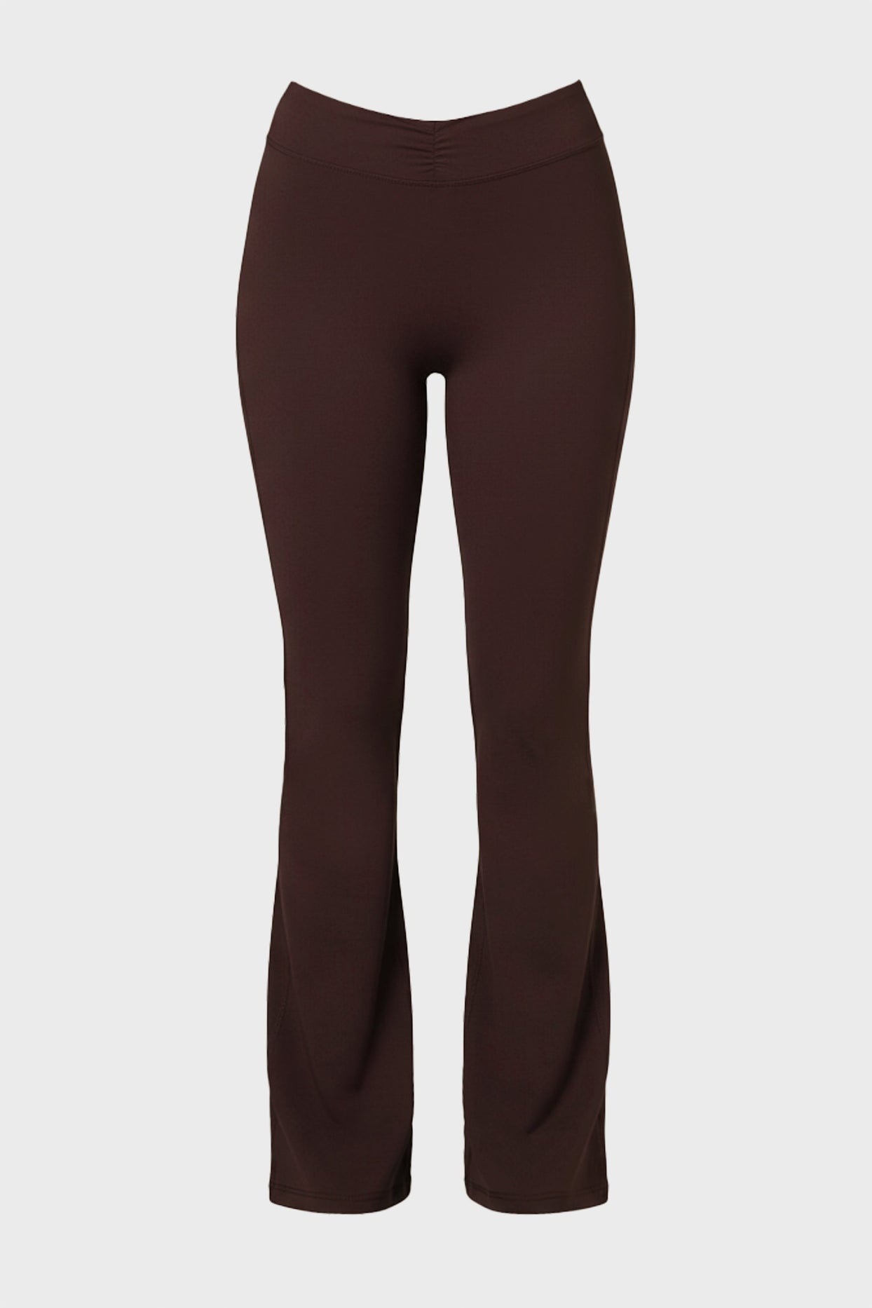 Soft Active Ruched Flared Trousers in Espresso