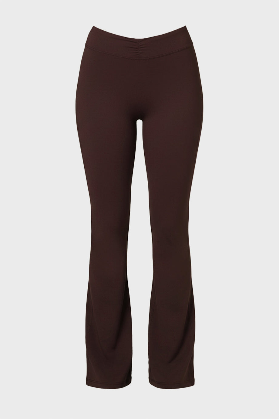 Soft Active Ruched Flared Trousers in Espresso