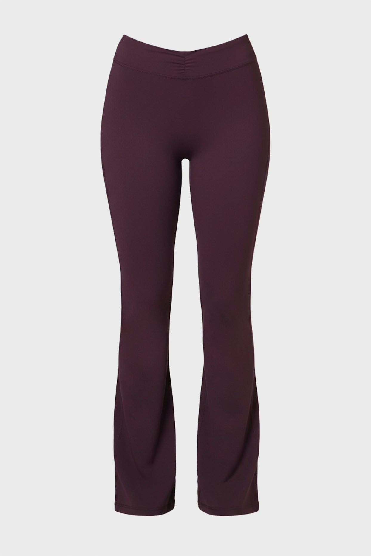 Soft Active Ruched Flared Trousers in Plum