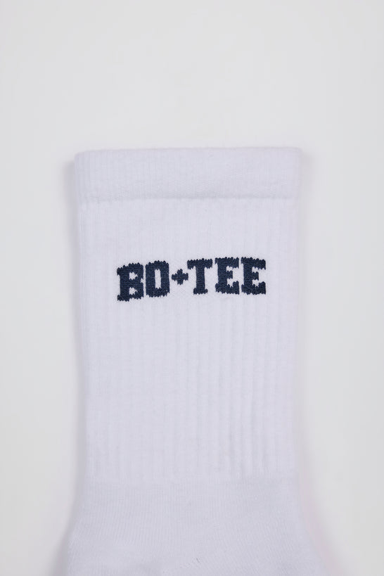 Ribbed Half-Crew Socks in White