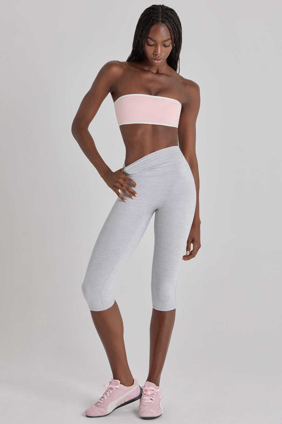 Soft Active Capri Leggings in Grey Marl