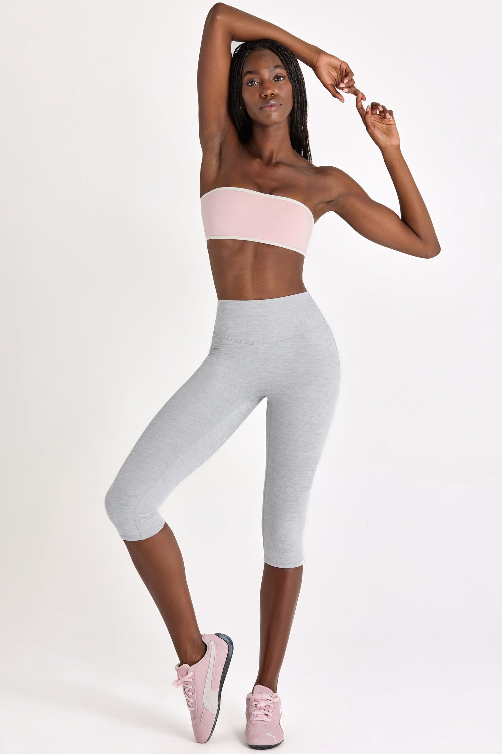 Soft Active Capri Leggings in Grey Marl - 1
