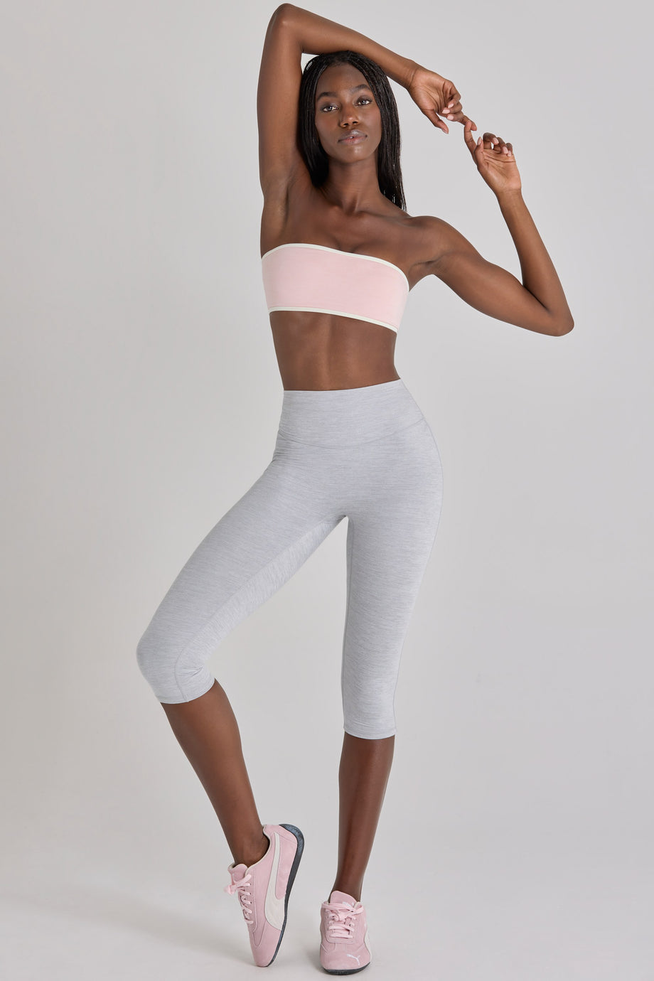 Soft Active Capri Leggings in Grey Marl