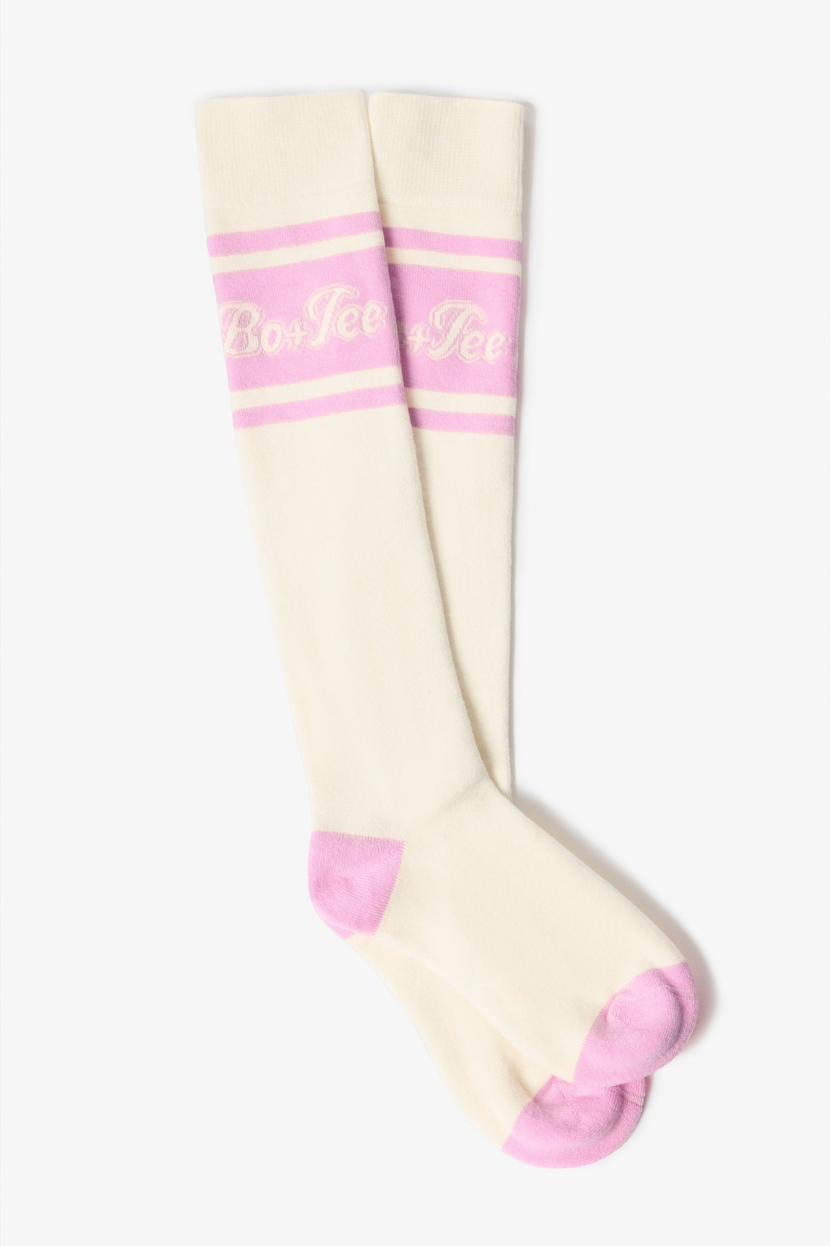 Cotton Knee-High Ski Socks in Powder Pink - 2