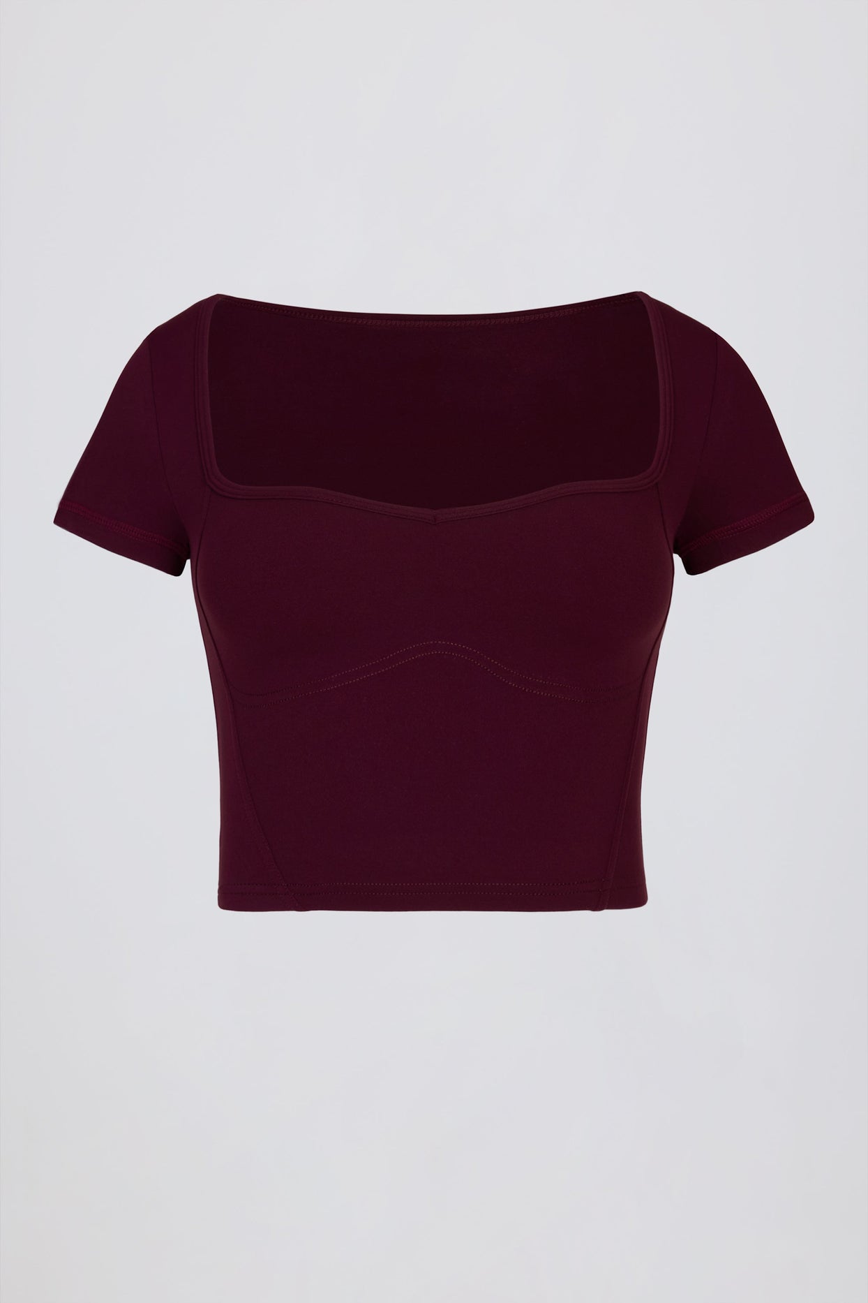 Soft Active Sweetheart-Neck Crop Top in Burgundy