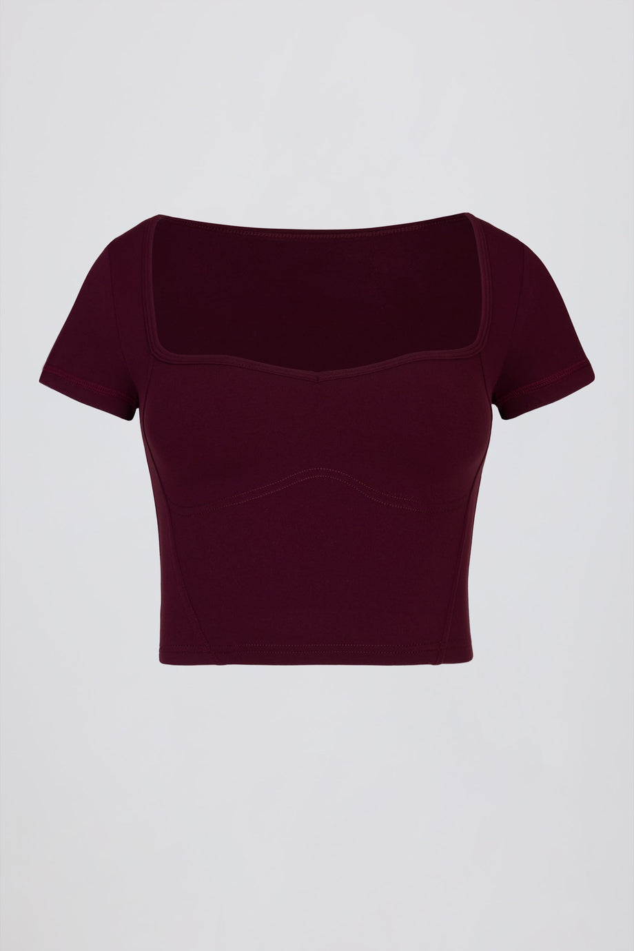 Soft Active Sweetheart-Neck Crop Top in Burgundy