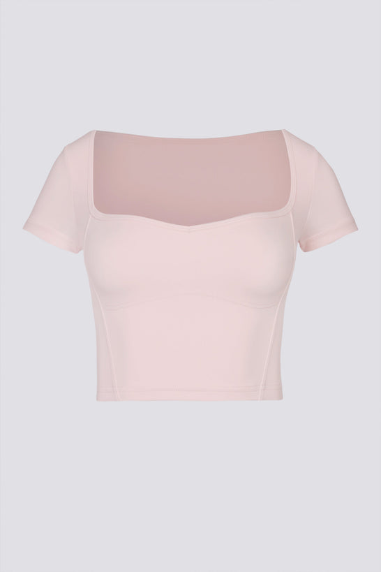 Soft Active Sweetheart-Neck Crop Top in Ballet Pink