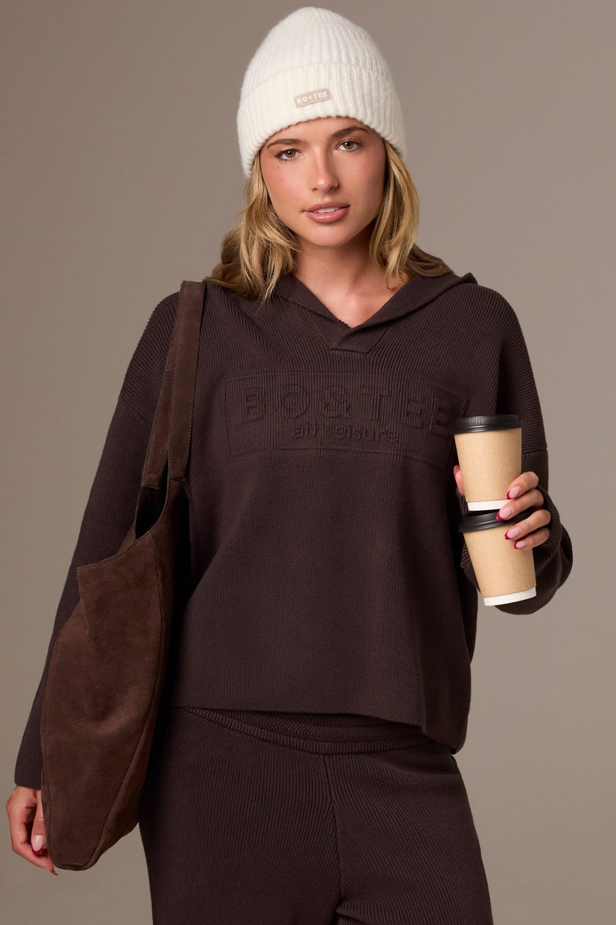 Suede Tote Bag in Espresso