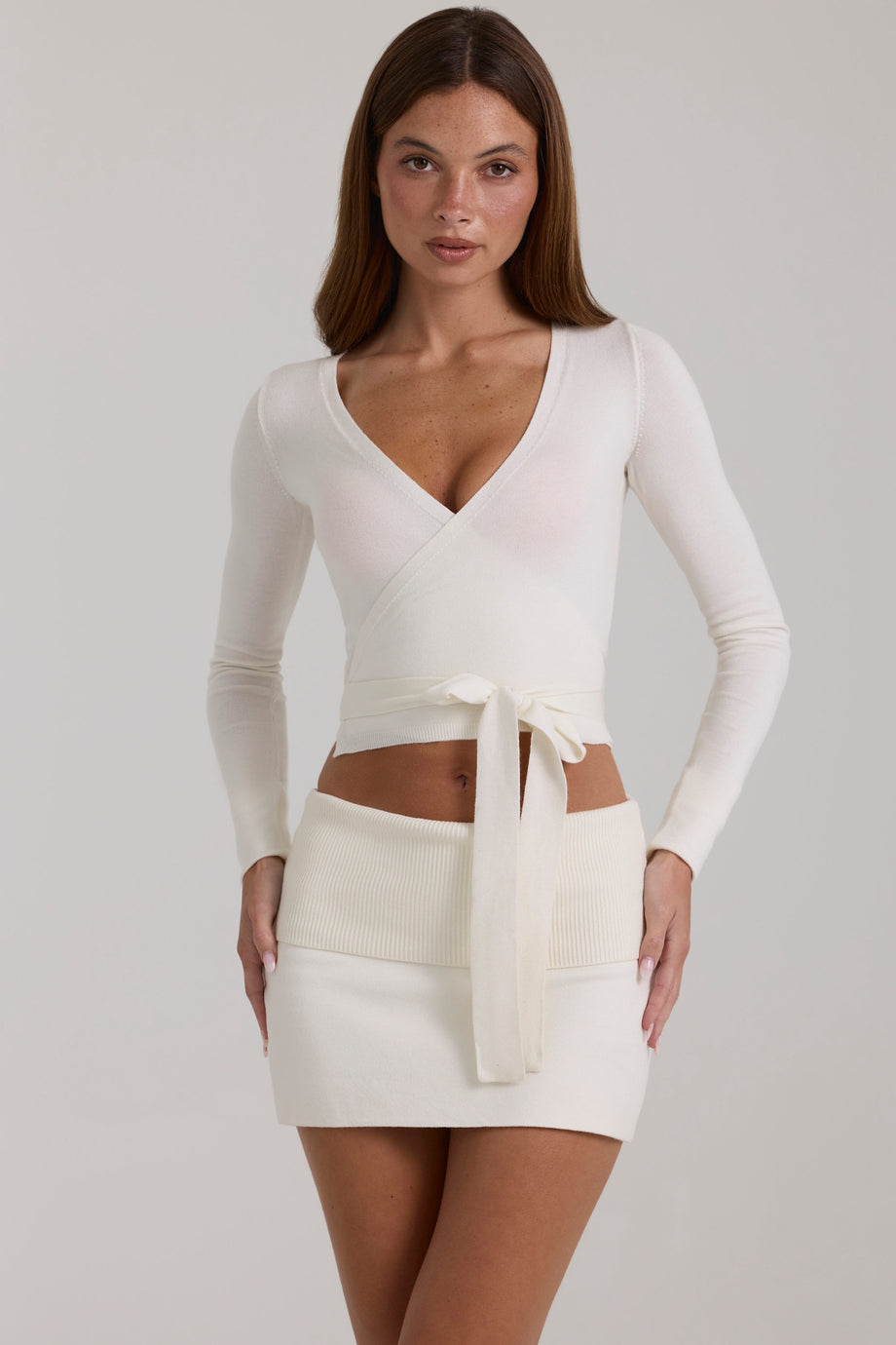 Soft Knit Wrap Top in Ivory