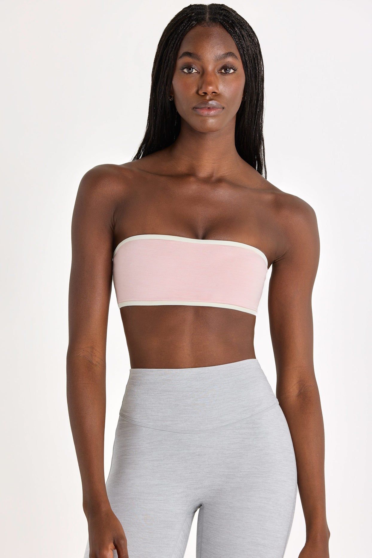 Soft Active Bandeau Sports Bra in Blush Marl - 5