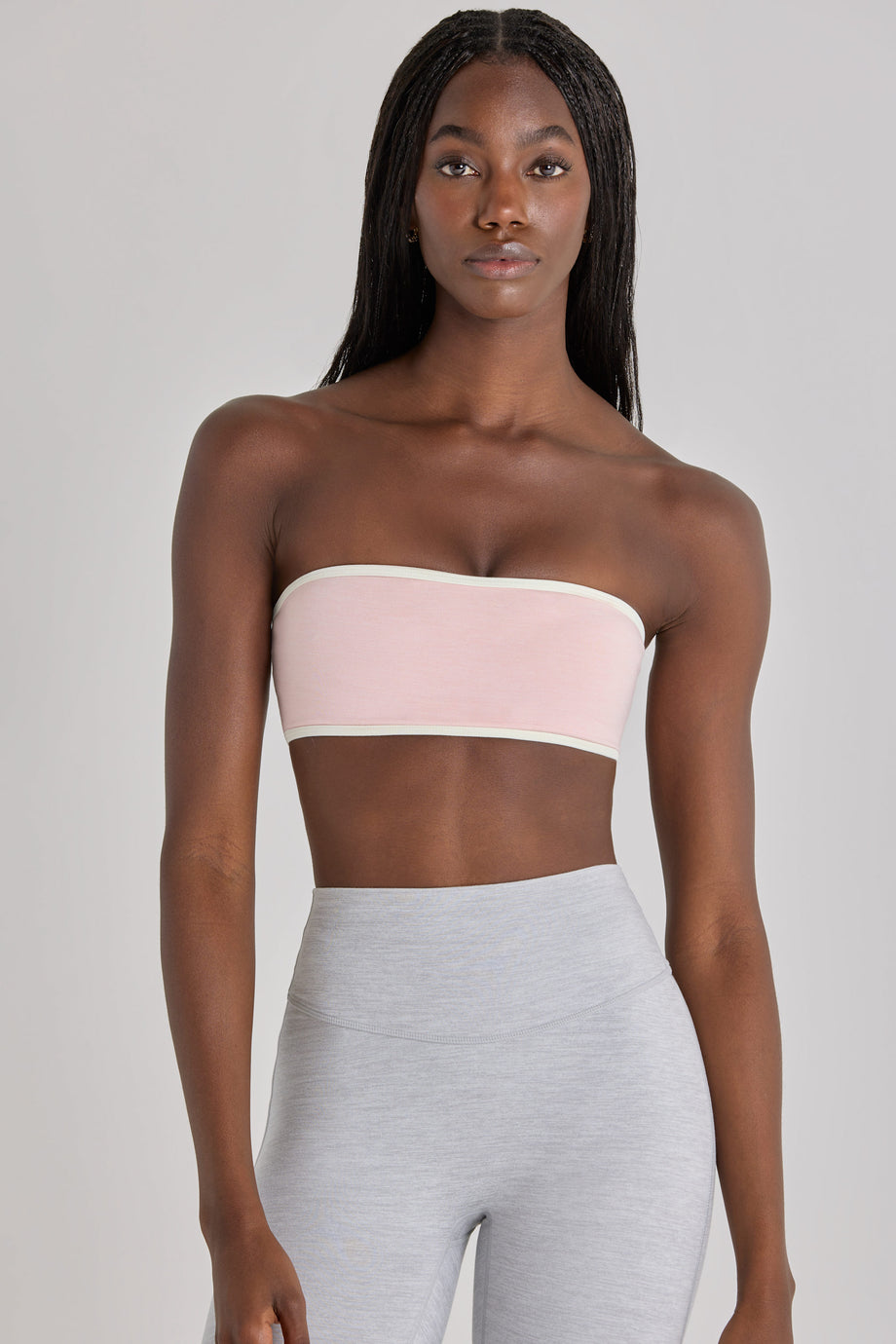 Soft Active Bandeau Sports Bra in Blush Marl