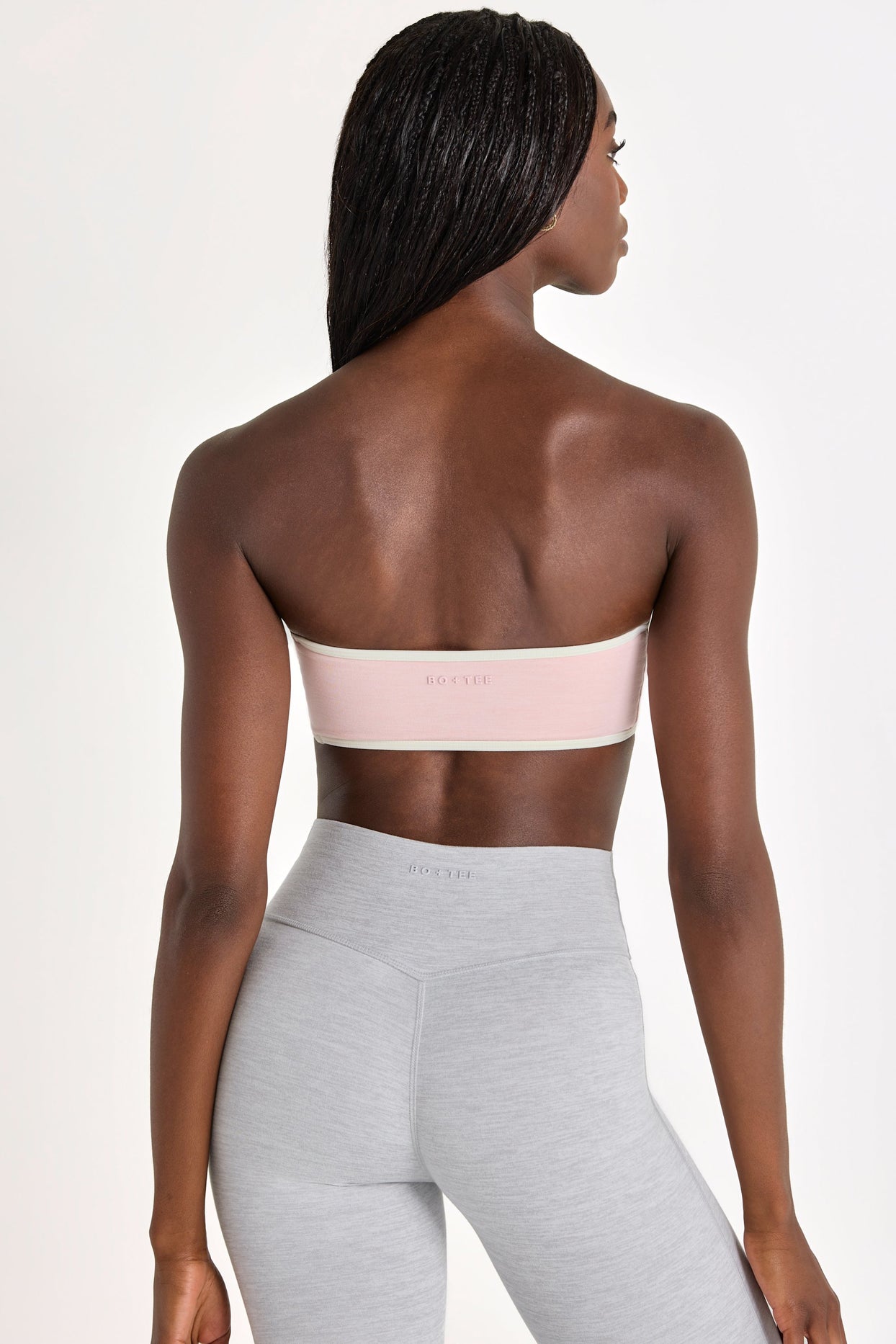 Soft Active Bandeau Sports Bra in Blush Marl - 2