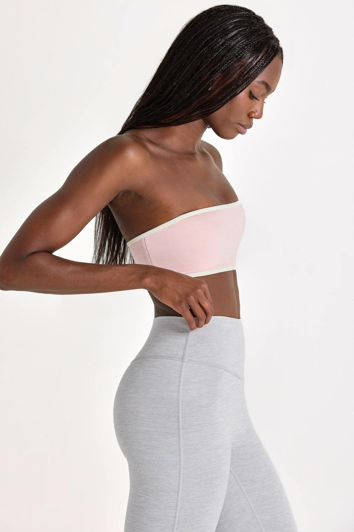 Soft Active Bandeau Sports Bra in Blush Marl - 3