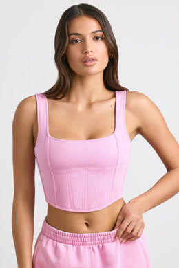 Corset Crop Top in Bubblegum Pink