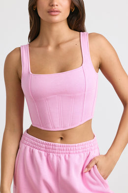 Corset Crop Top in Bubblegum Pink