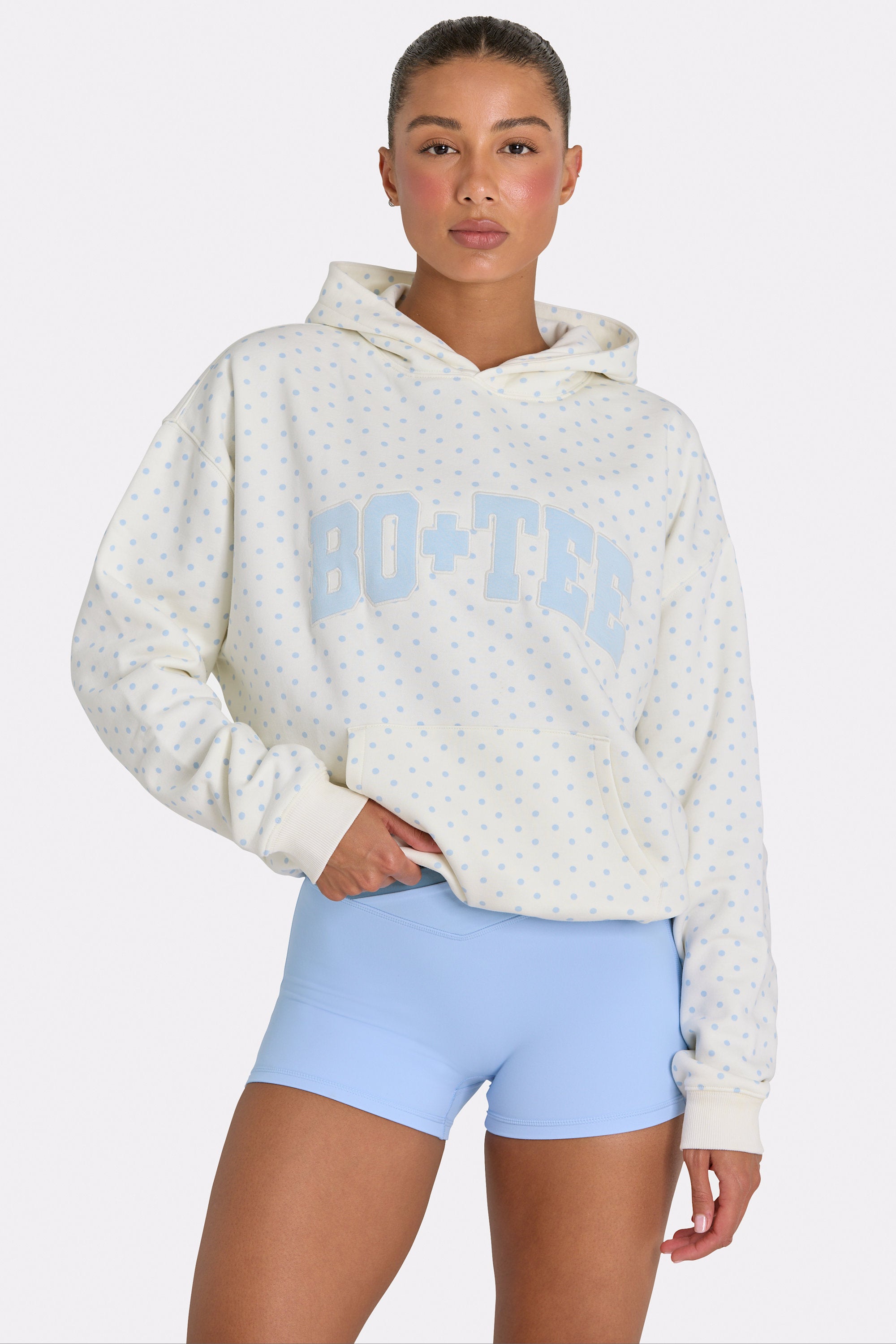 Oversized Applique Hoodie in Coconut Polka Dot - 1
