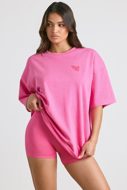 Oversized Short-Sleeve T-shirt in Hot Pink