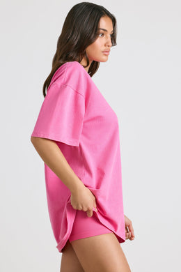 Oversized Short-Sleeve T-shirt in Hot Pink