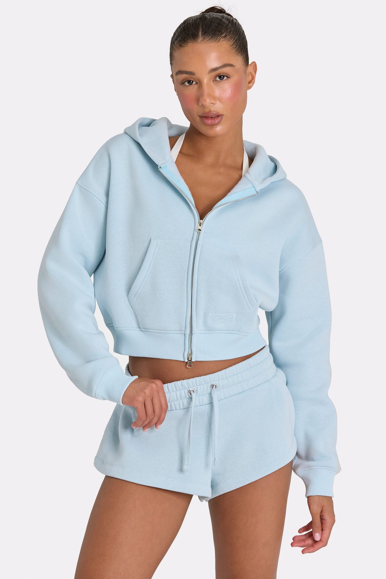 Oversized Zip-Up Hoodie  in Powder Blue - 1