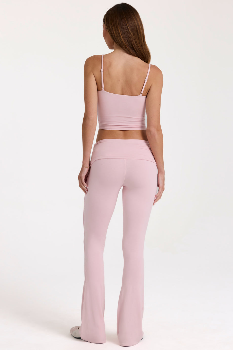 Modal Mid-Rise Flared Trousers in Blush