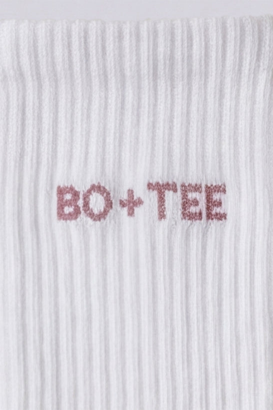 Ribbed Half-Crew 3-Pack Socks in White Pink