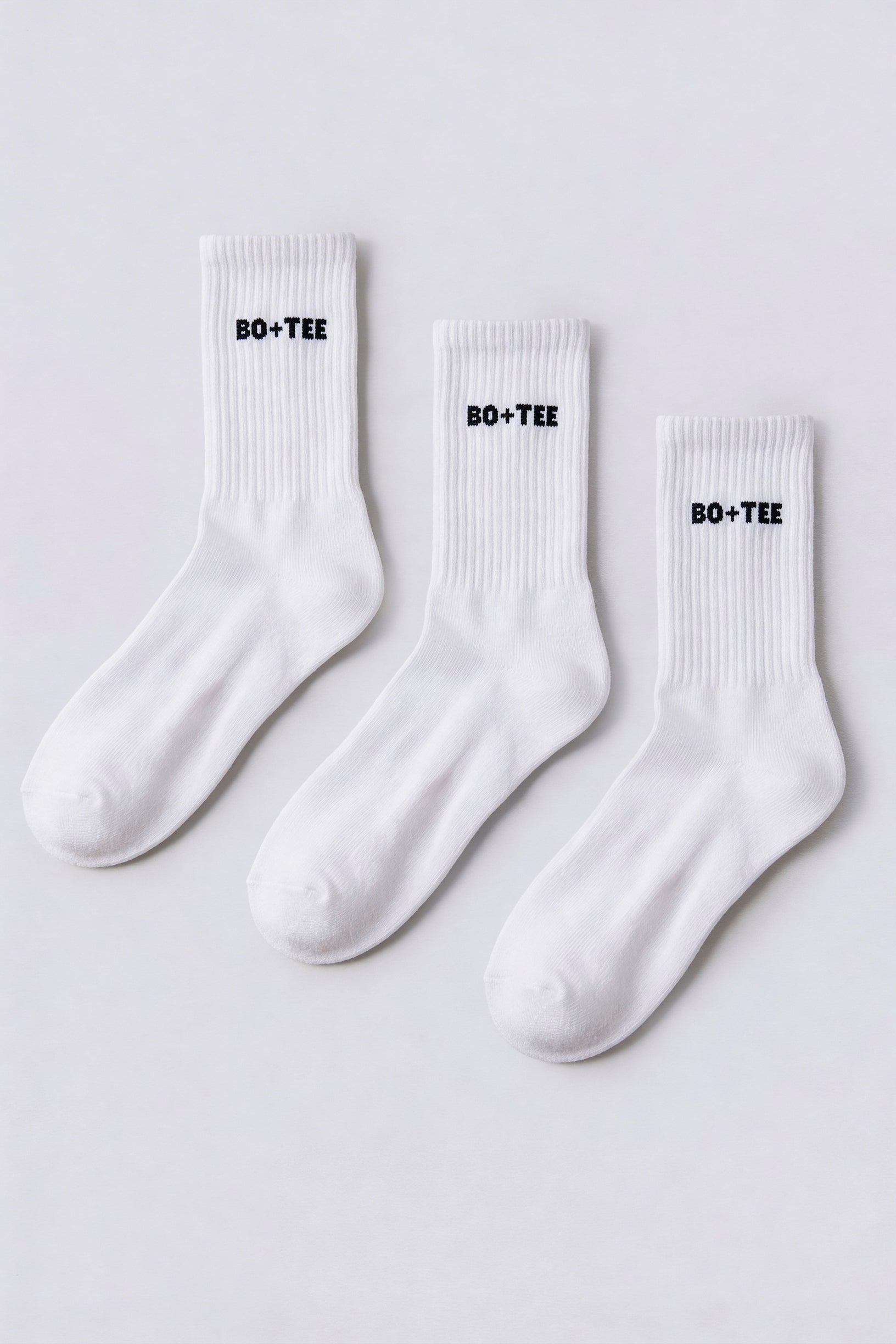 Ribbed Half-Crew 3-Pack Socks in White - 1