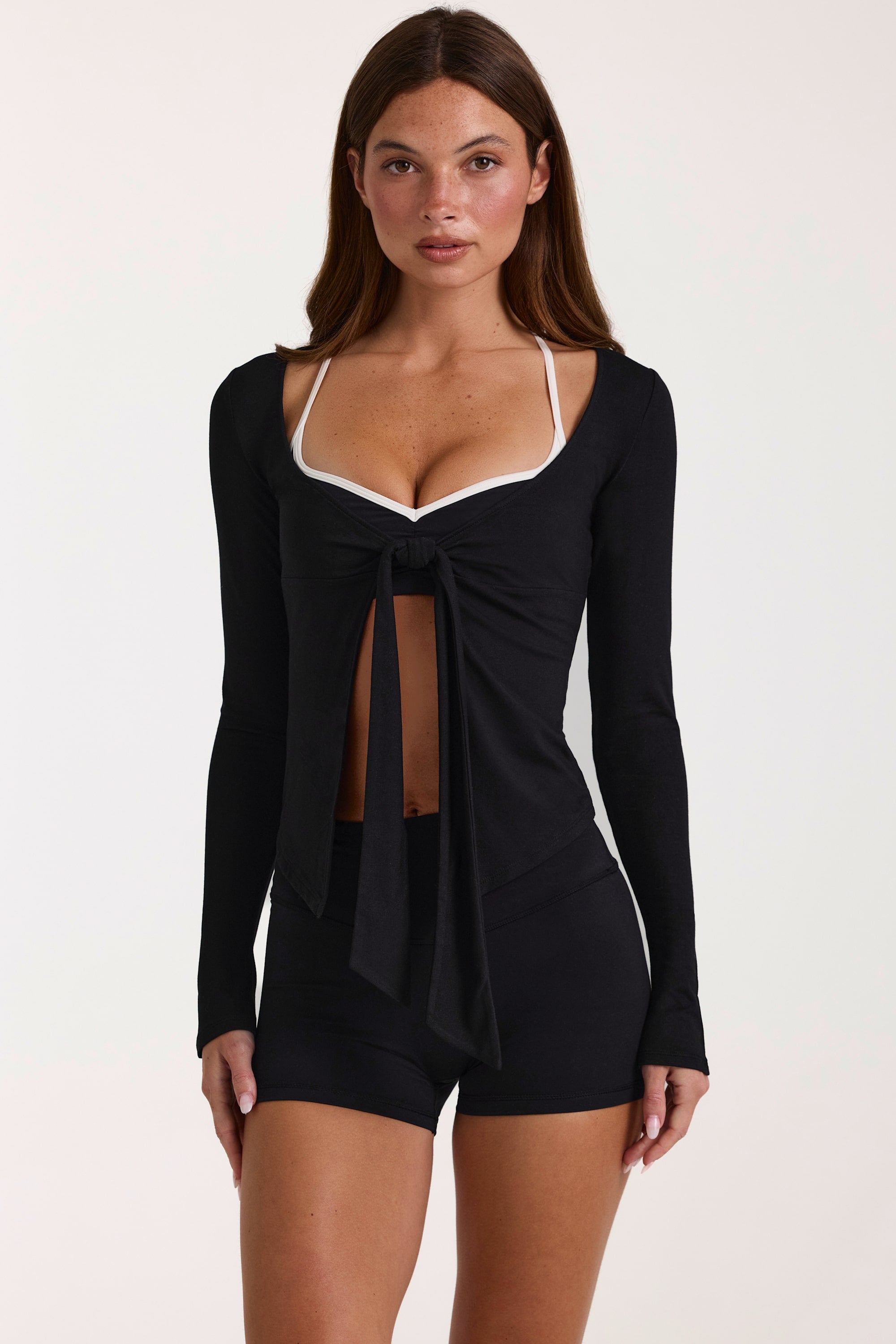 ButterCloud™ Tie-Front Top in Black - 1