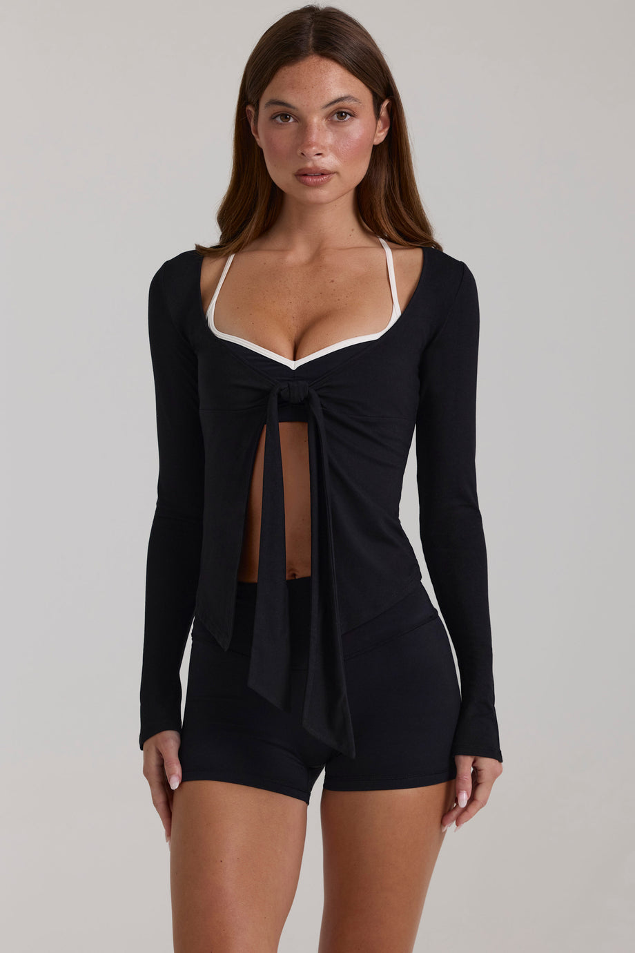 Modal Tie-Front Top in Black