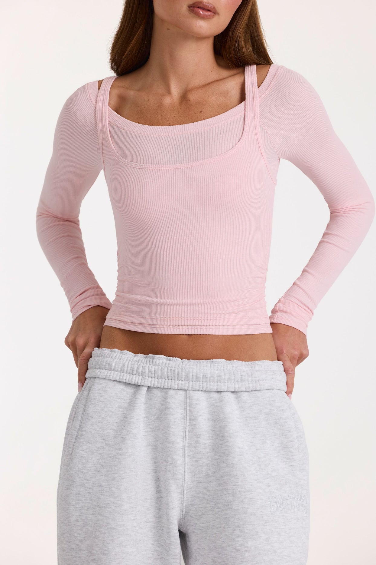 Modal Layered Top  in Blush Marl
