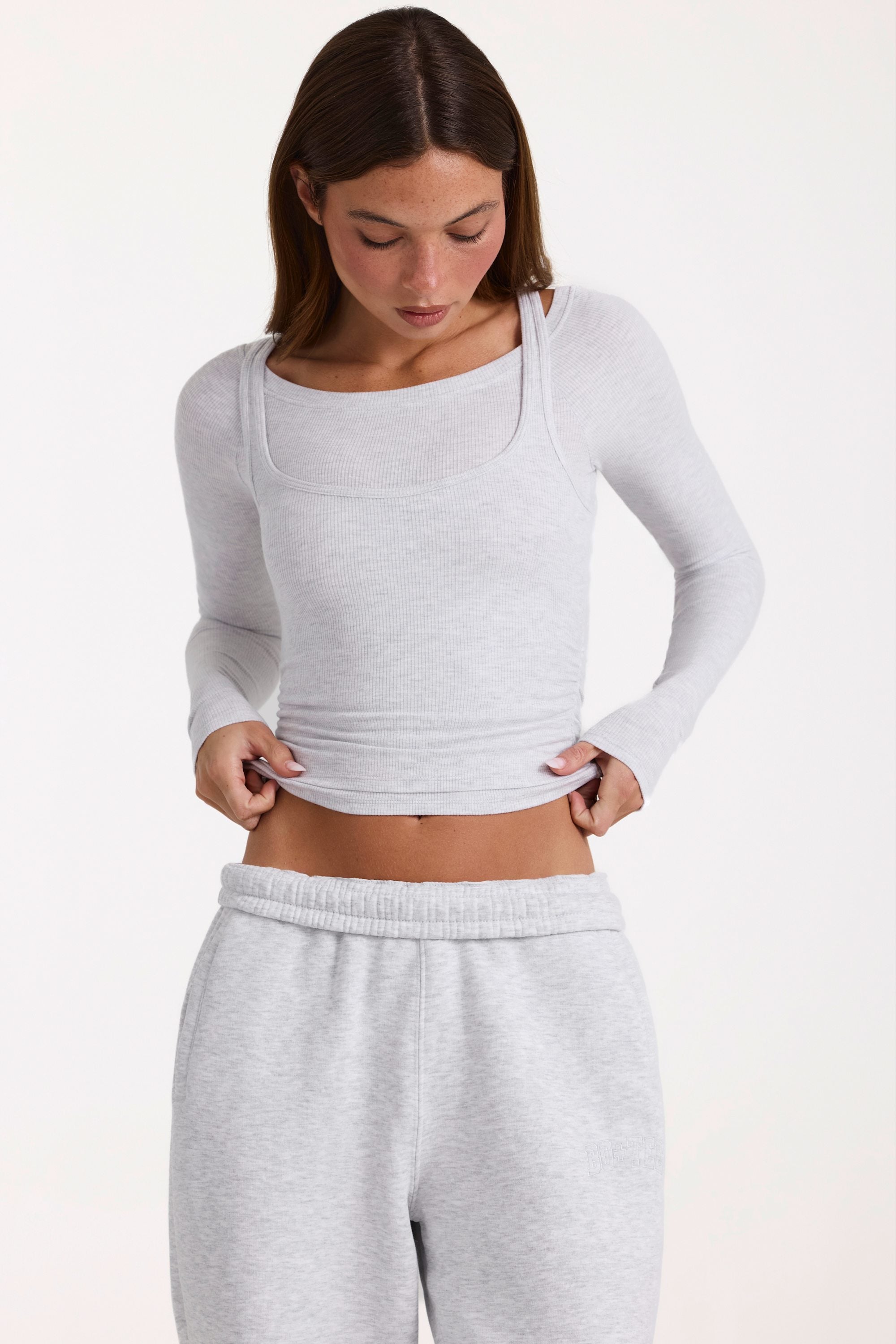 ButterCloud™ Layered Top  in Grey Marl - 1