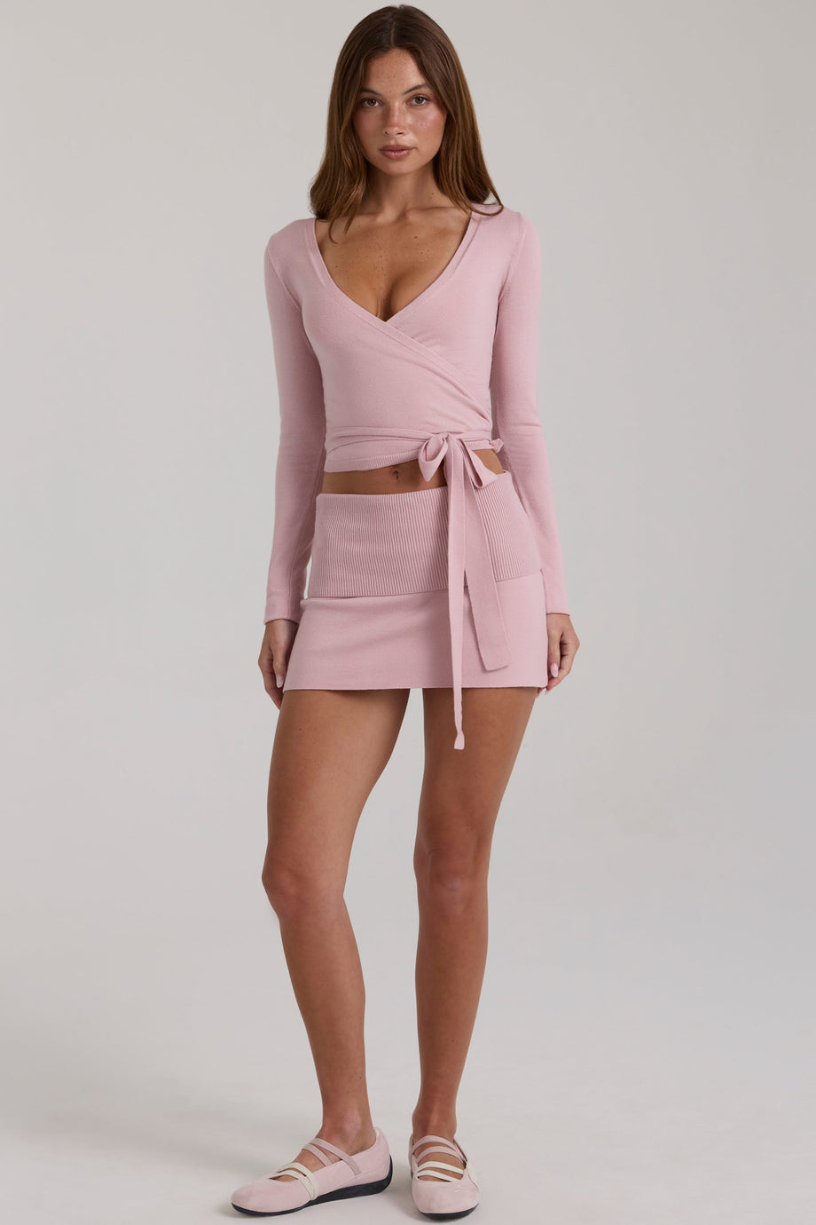 Soft Knit Mini Skirt in Blush
