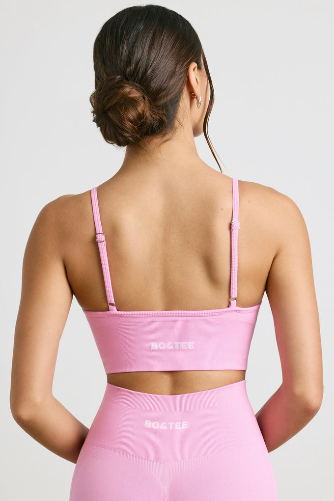 V-Neck Define Luxe Sports Bra in Bubblegum Pink
