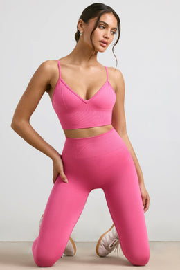 V-Neck Define Luxe Sports Bra in Hot Pink