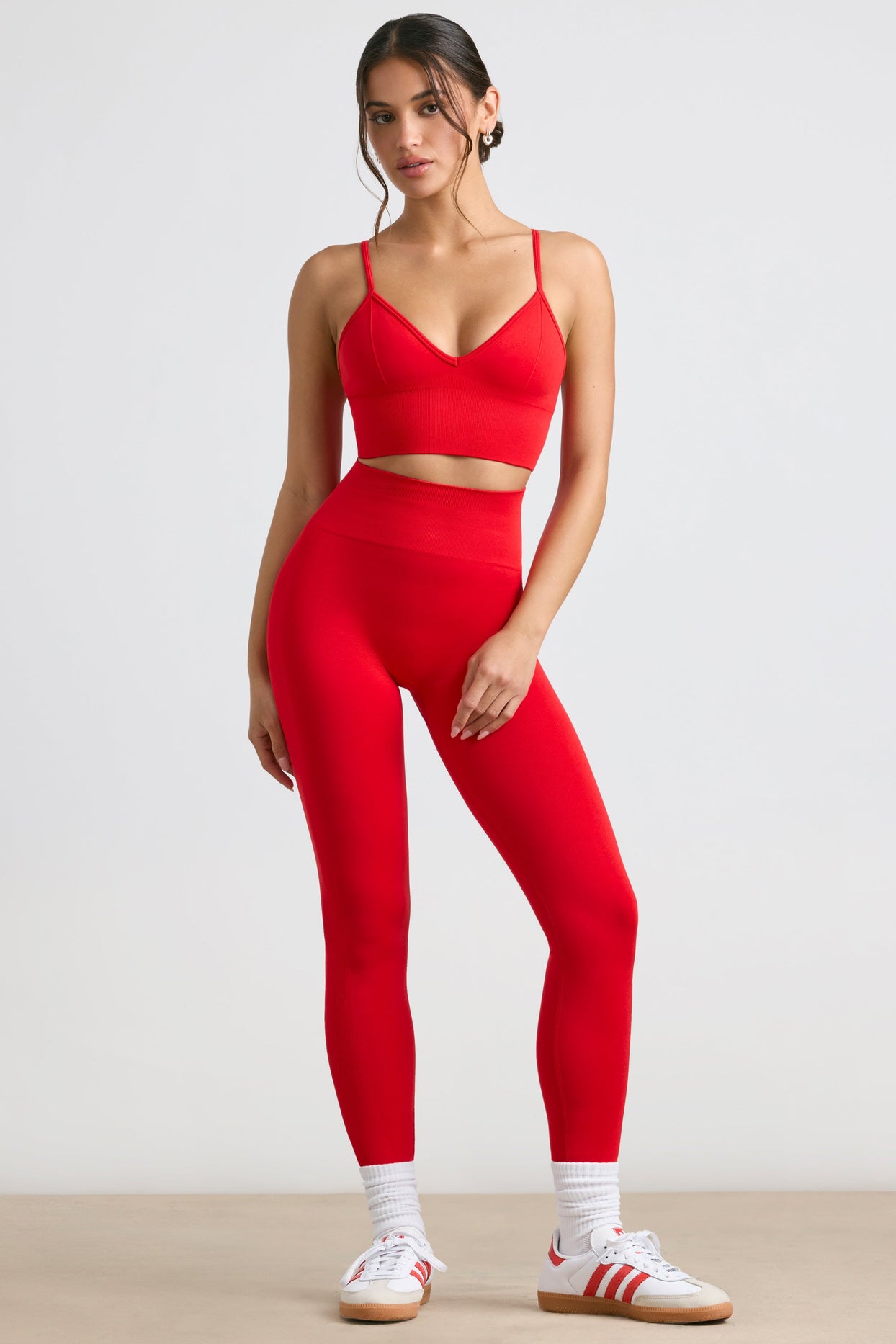 Petite High-Waist Define Luxe Leggings in Red