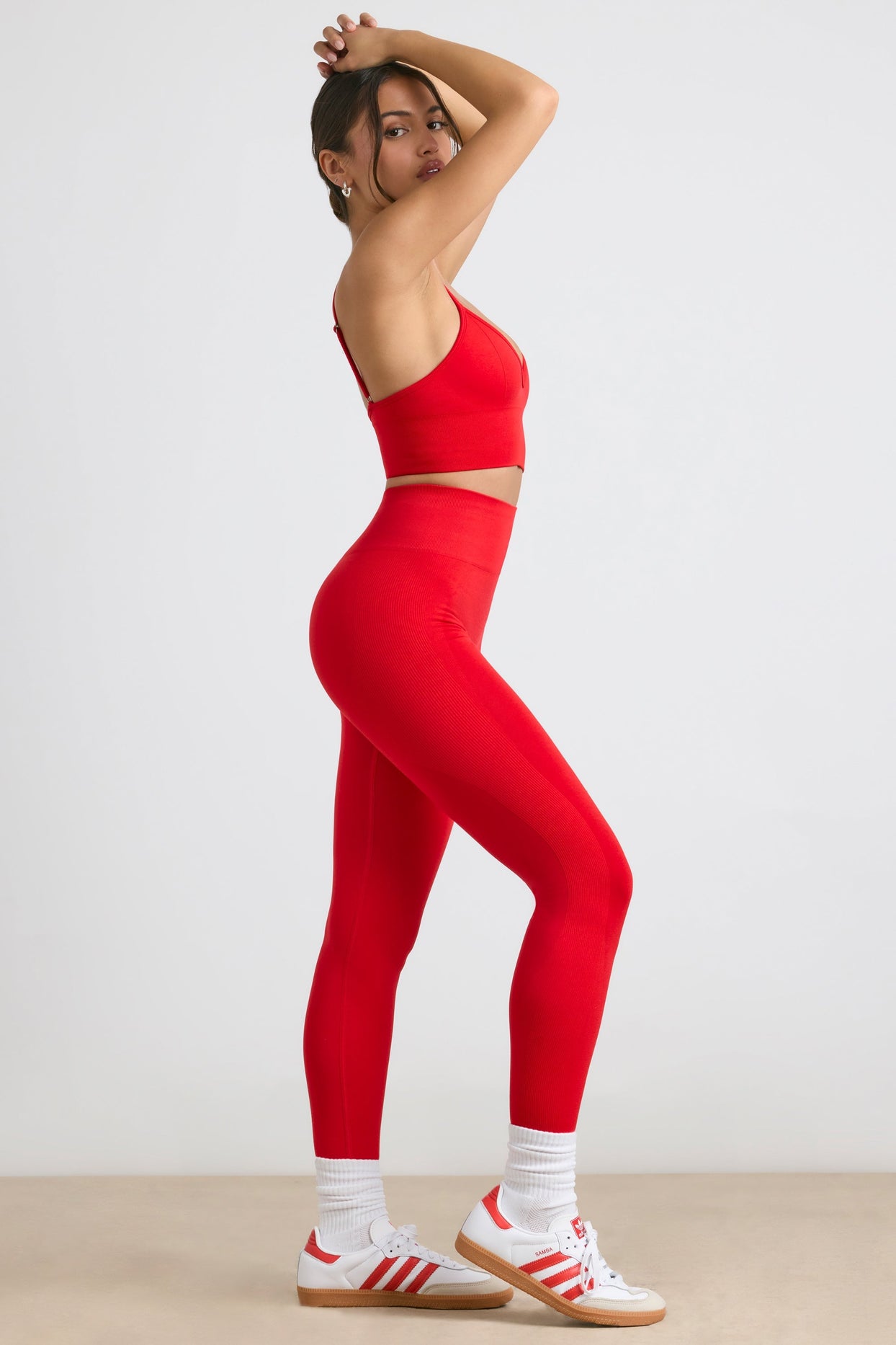 Petite High-Waist Define Luxe Leggings in Red