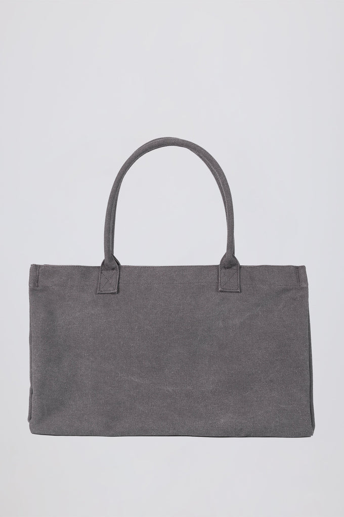 Oversized Canvas Tote Bag in Washed Charcoal