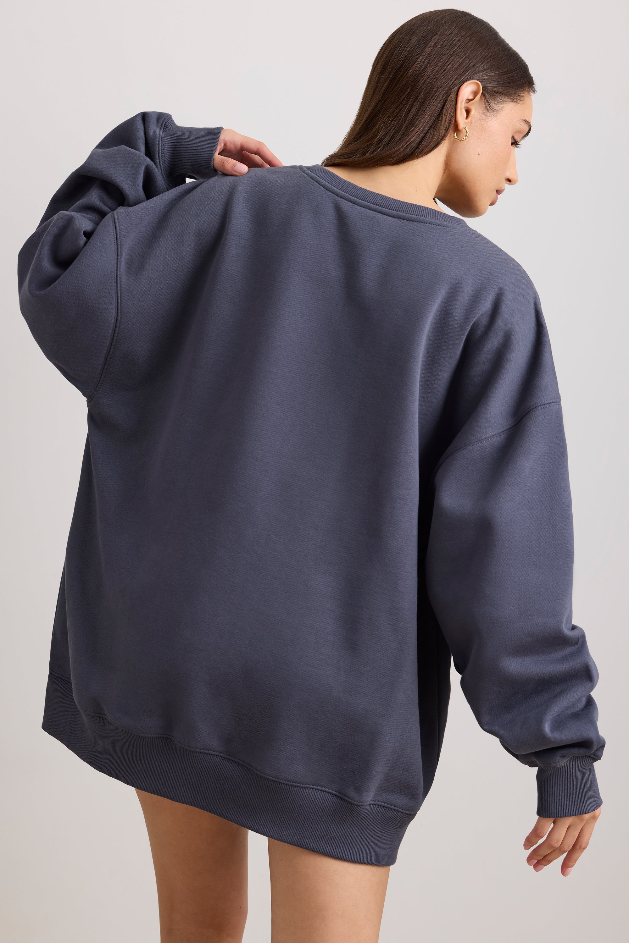 Oversized Crew Neck Sweatshirt in Slate