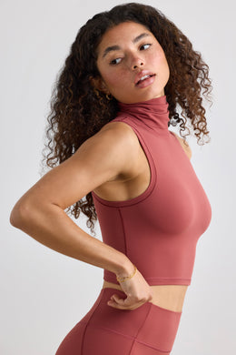 Soft Active Turtleneck Tank Top in Rust